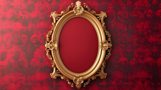 Red silkcovered wooden photo frame isolated by Generative AI