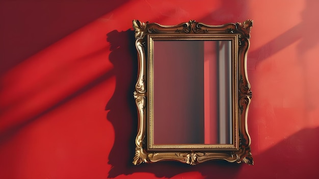 Red silkcovered wooden photo frame isolated by Generative AI