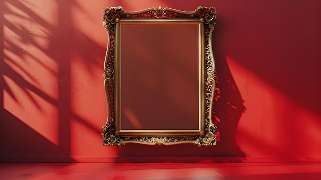 Red silkcovered wooden photo frame isolated by Generative AI