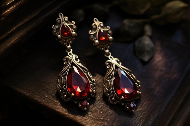 red and silver earrings