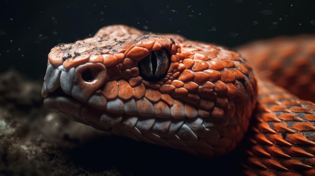 A red snake with a black background