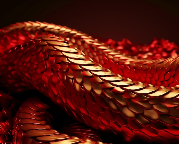 A red snake with gold and red scales