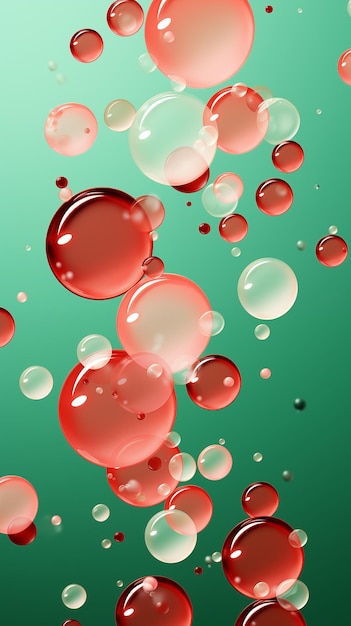 Red Soap Bubbles on Green Background Abstract Image Texture Pattern Wallpaper Cover and Screen