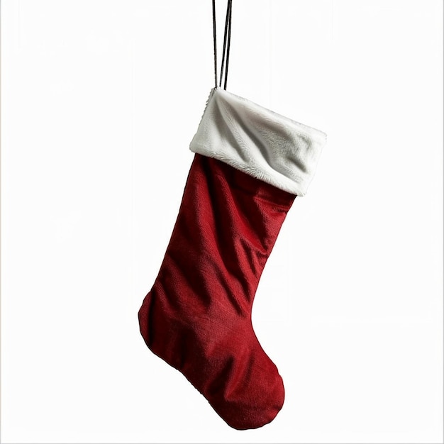 Photo a red sock hanging from a hook that has a white sock hanging from it