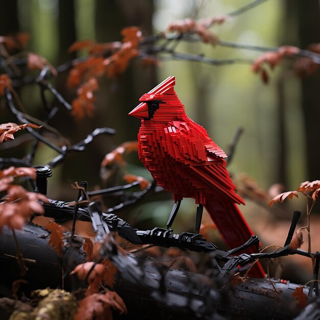 red sparrow in the forest