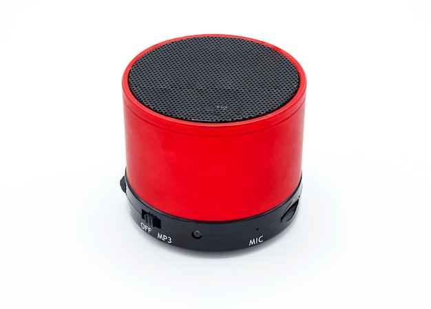 Red speaker on white isolated background