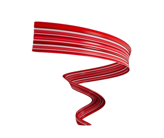 Red spiral 3d Ribbon isolated on white Background 3d illustration