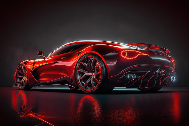 Red Sport Car Illustration AI Generative