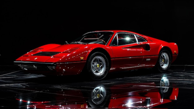 Red Sports Car on Black Background