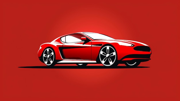 Red sports car on a red background