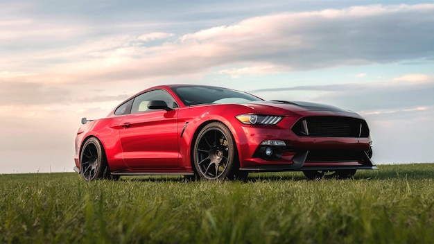 a red sports car with the letters r on the front