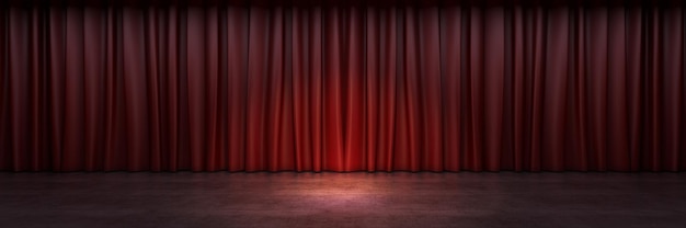 Red stage curtain 3d rendering