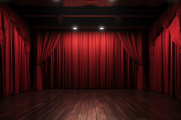 Red stage curtain for theater opera scene