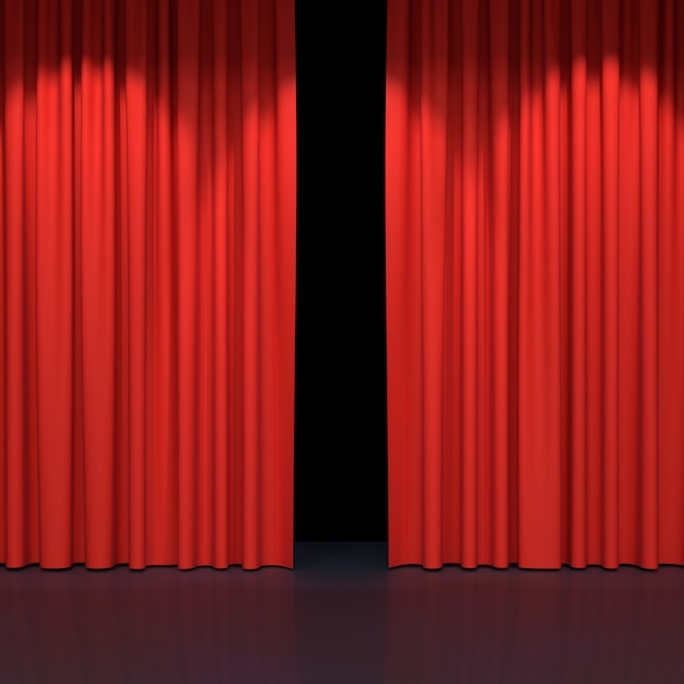 Red stage curtains