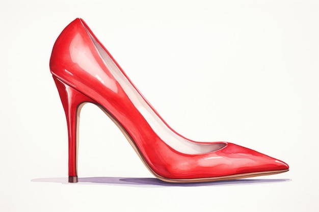 Red stiletto high heels watercolor fashion illustration