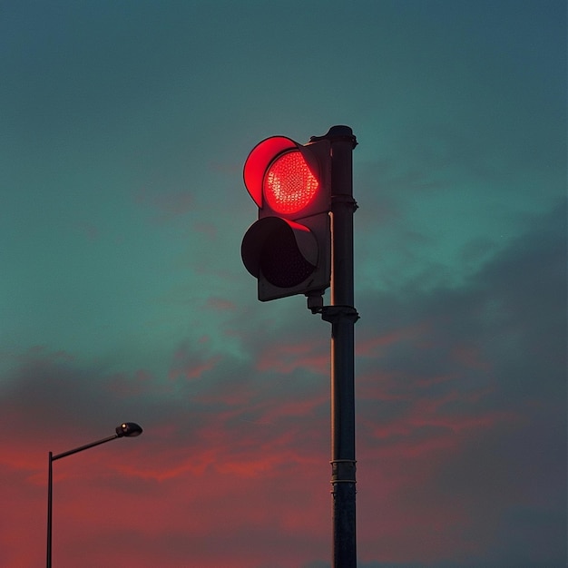 Photo red stoplight against a clear sky