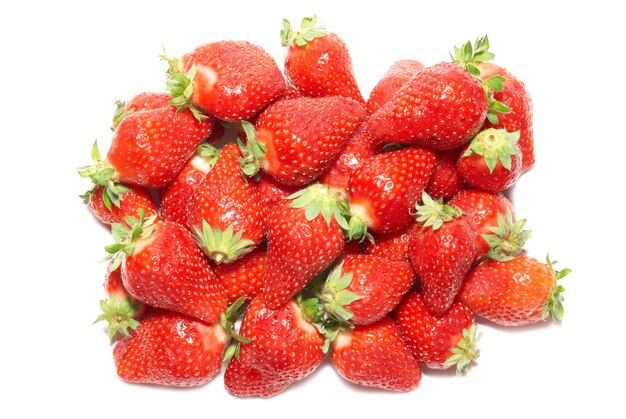 Red strawberries isolated on the white background