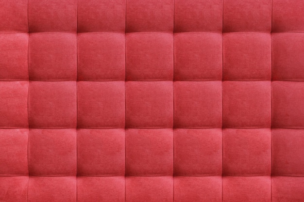 Red suede leather background classic checkered pattern for furniture wall headboard