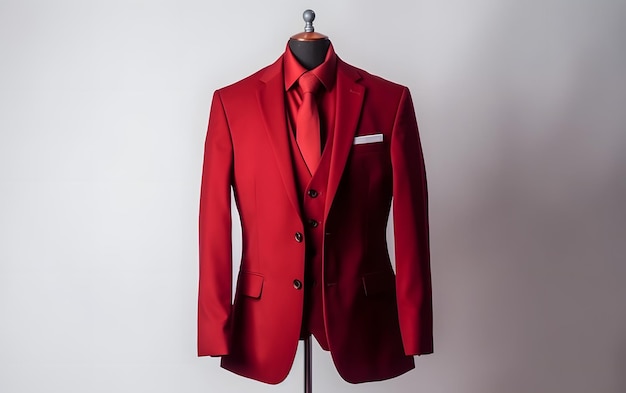 A red suit with a pocket on the front