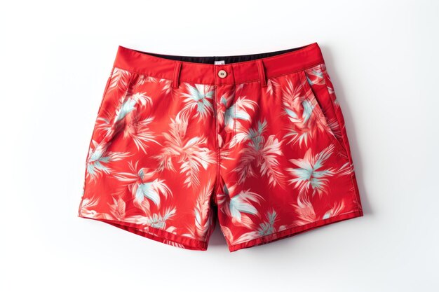 Red summer shorts isolated on white background Generative AI