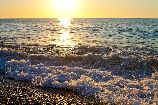 Red sunset over the sea Beautiful sunset Tyrrhenian Sea sunset in Calabria Italy