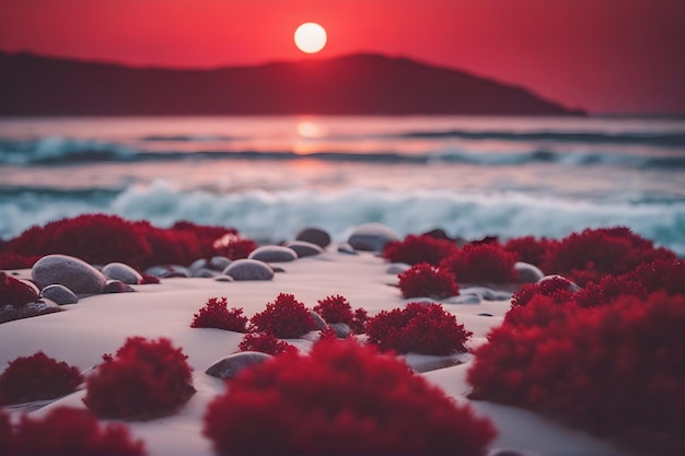 Red sunset over the sea