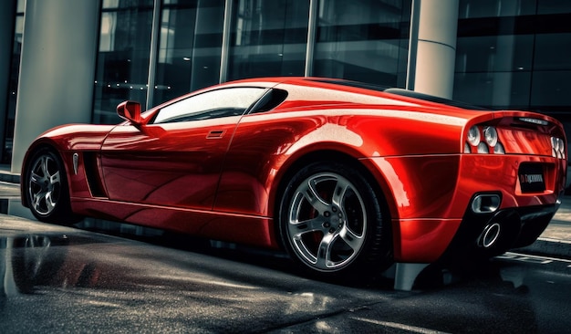 A red supercar on the street