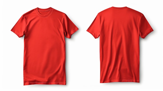 Photo red t shirt mock up isolated on white background front and back view