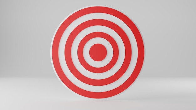 Red target 3d icon on white background 3d render illustration