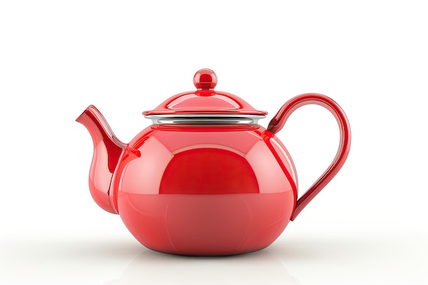 Photo red tea kettle isolated on white background