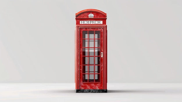 Red Telephone Booth on Transparent Background