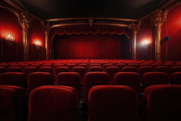 Red Theater Seats and Curtain