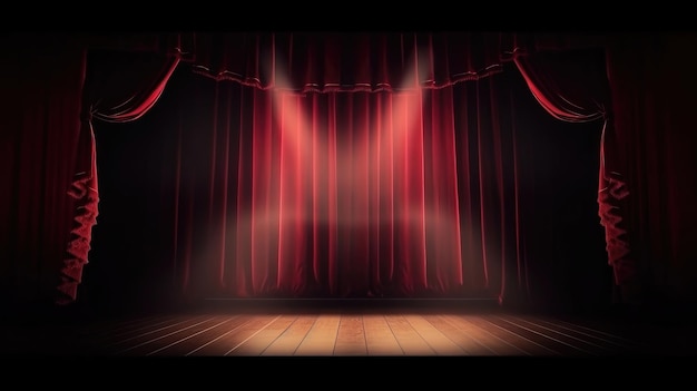 Red Theatre Curtains Illustration AI GenerativexA