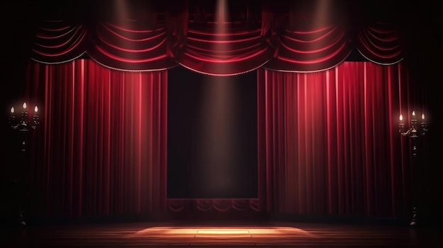 Red Theatre Curtains Illustration AI GenerativexA