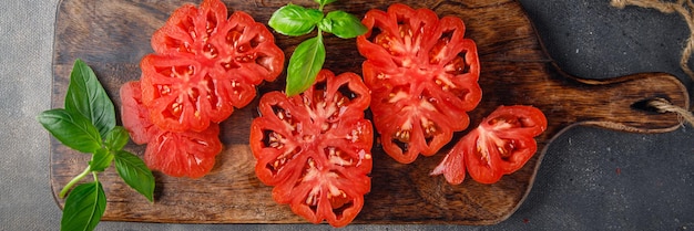 red tomato vegetable ripe fruit fresh healthy meal food snack on the table copy space food