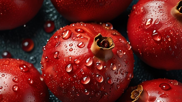 Photo a red tomato with water drops on it and the water drops on it