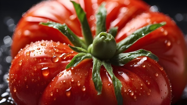 Photo a red tomato with water drops on it