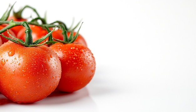 Photo red tomatoes on a table with white background