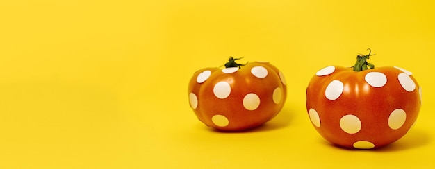 Red tomatoes with white polka dots