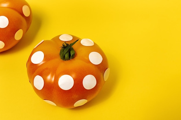 Red tomatoes with white polka dots