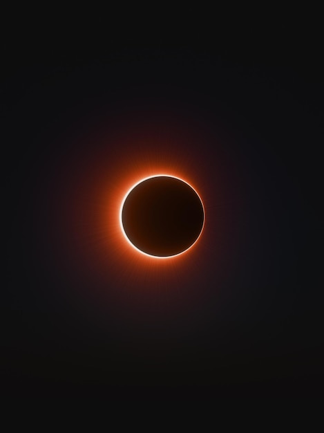 Photo red total solar eclipse alignment of sun earth and moon on a dark sky