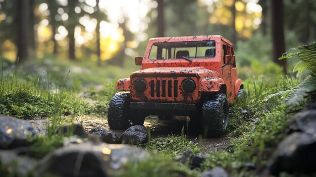 Photo a red toy truck with the word boz on the front