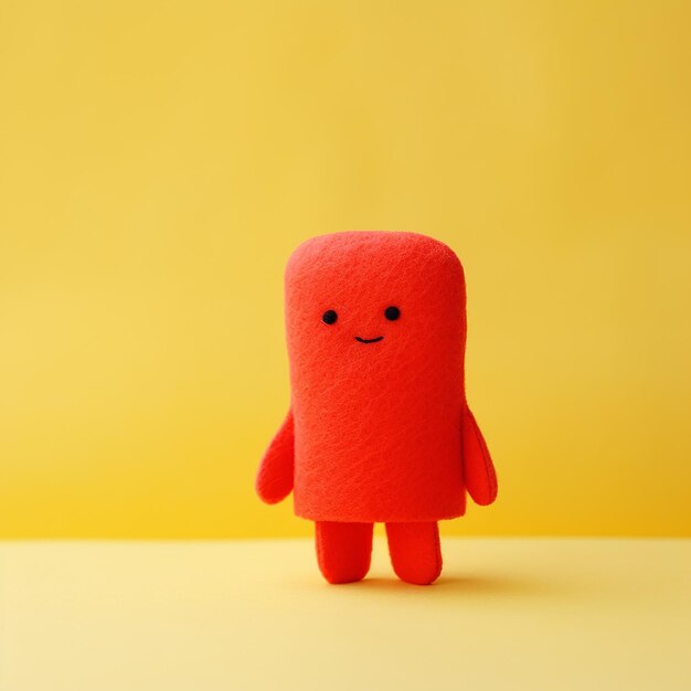 Photo a red toy with a black face and a yellow background