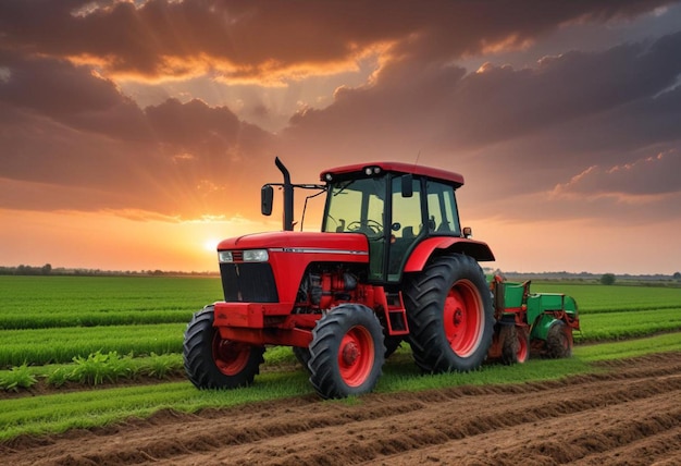 a red tractor with the word quot red quot on the front