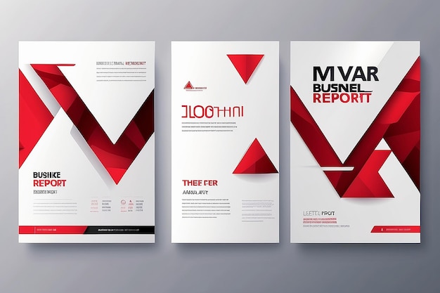 Red triangle business annual report brochure flyer design template vector