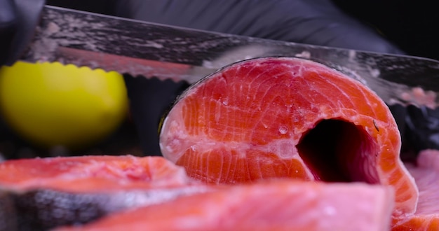 red trout fish on a chopping board