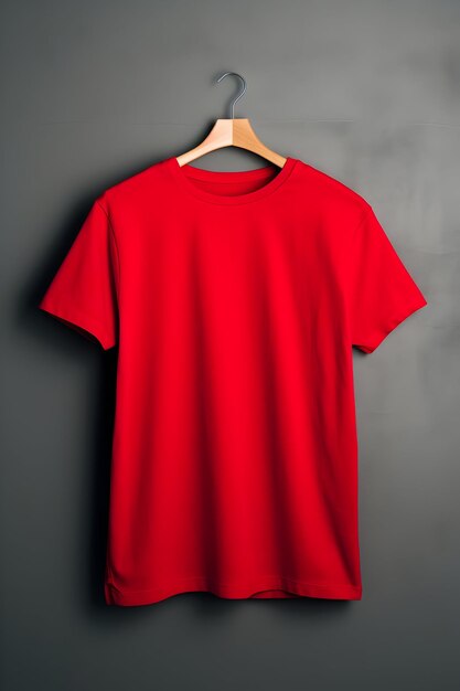 Red tshirt mockup on gray background