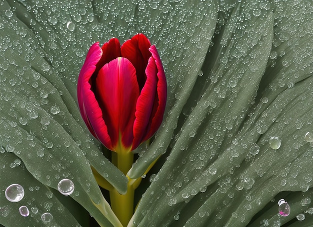 A red tulip with the word tulip on it