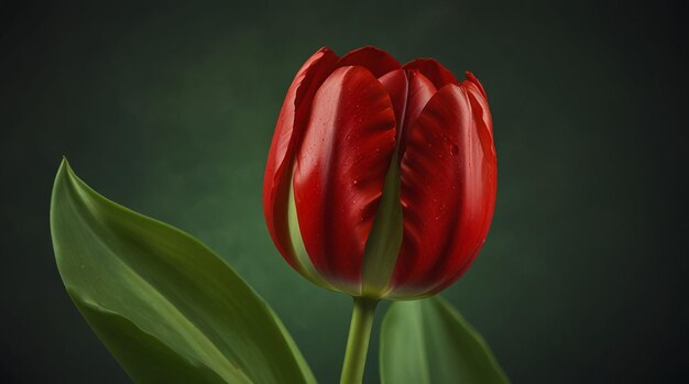 Photo a red tulip with the word tulip on it