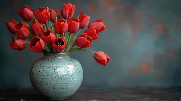 Red tulips in the garden HD 8K wallpaper Stock Photographic Image